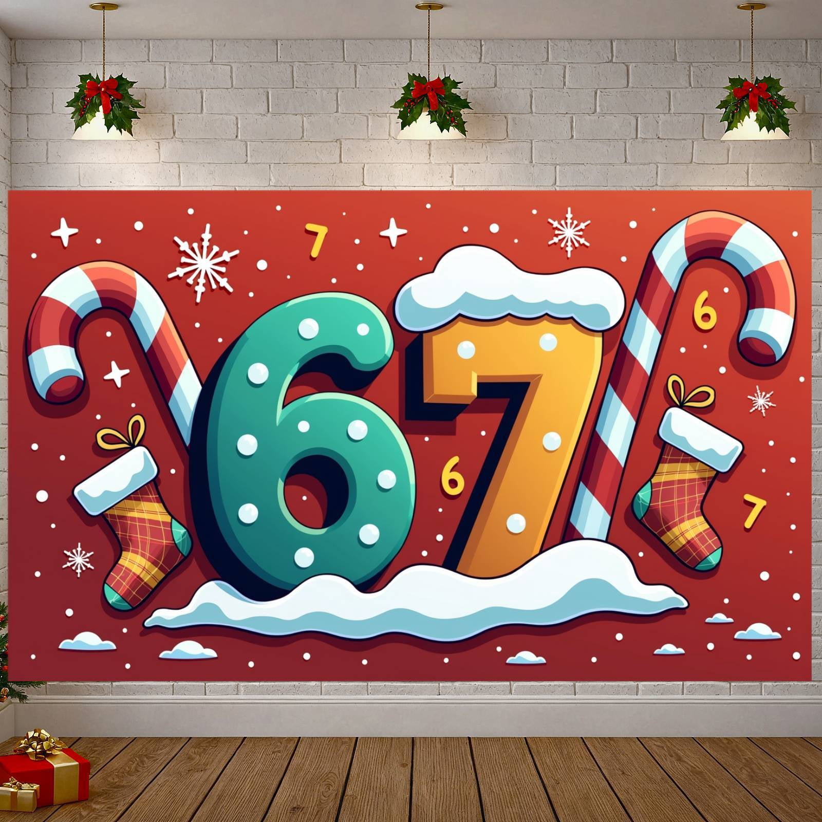Blue Backdrop Numbers Blue Numbers 67th Display Candy Cane Christmas Backdrop Snowy Design ...