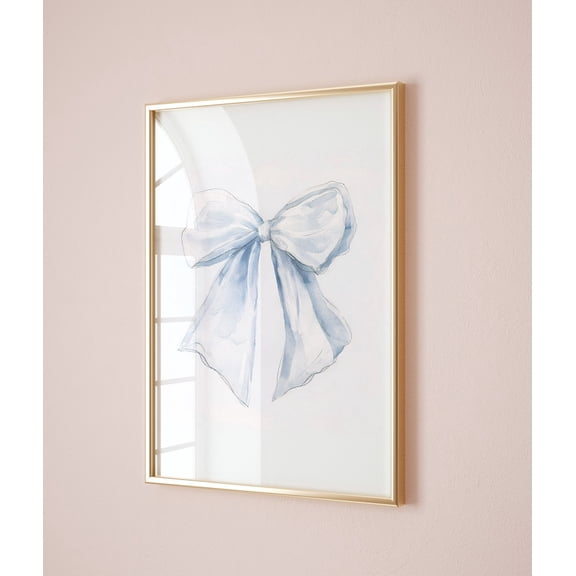 Blue Nursery Decor, Vintage Blue Bow Preppy Coquette Aesthetic Poster Trendy Apartment Decor Teenage Girl Room Ribbon Home Decor, 8x12 UNFRAMED