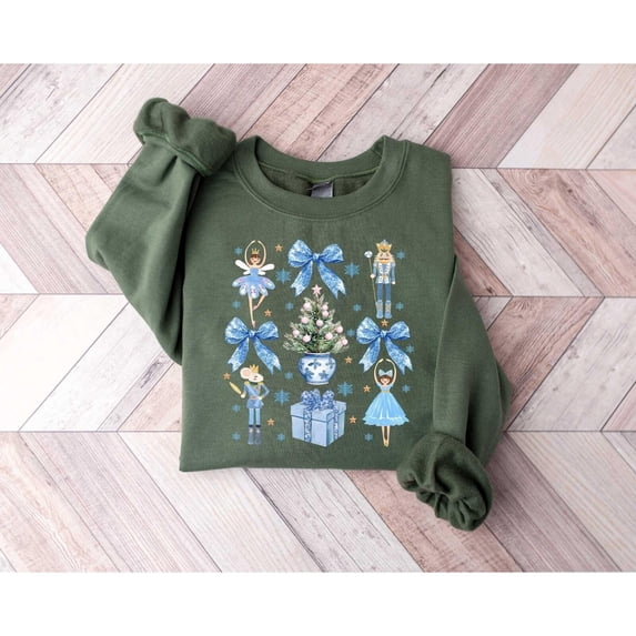 Blue Nutcracker Ballet Christmas Unisex Crewneck Sweatshirt, Cotton ...