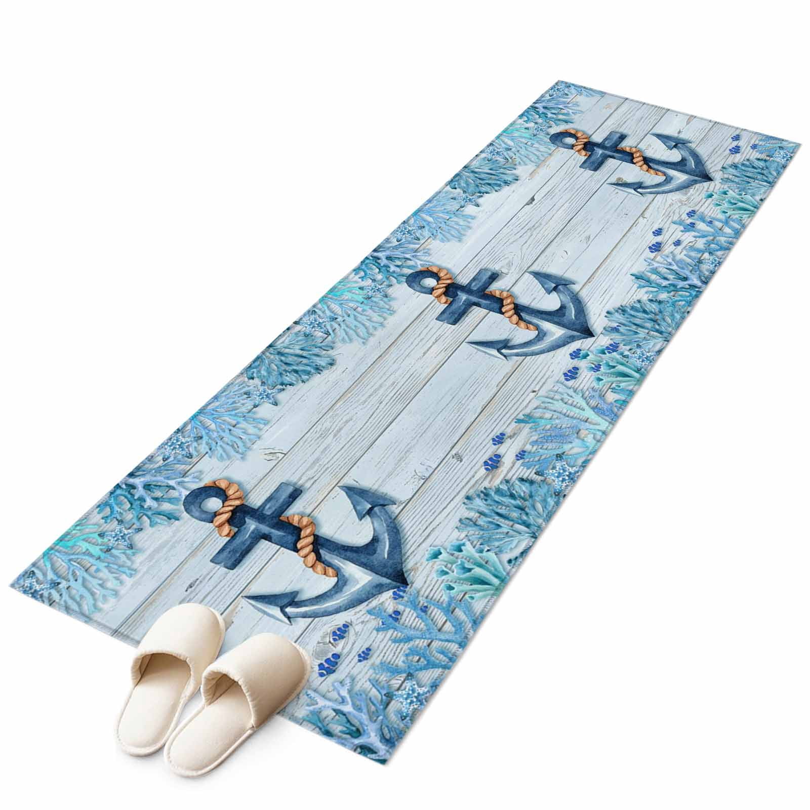 Blue Ocean Anchor Kitchen Runner Rug 2x6 Washable Runners for Hallway ...