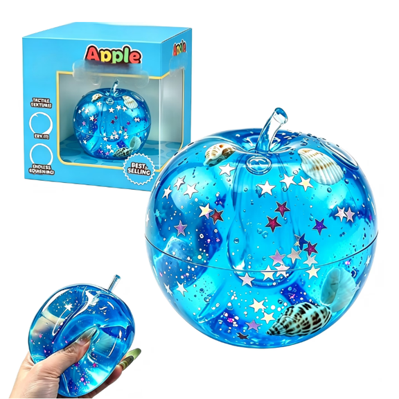 Blue Ocean Apple Squishy with Shell Decor, Slow Rebound Stress Reliever Squishy for Adults, Soft Sensory Fidget Desk Gadget, 1pc