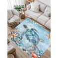 thumbnail image 1 of Blue Ocean Area Rug for Bedroom 4x6 Ft Sea Turtle Coral Starfish Seashell Super Soft fuzzy Throw Rug Non-Slip Fluffy Plush Indoor Floor Carpet for Living Room Nursery Home Decor, 1 of 8