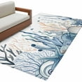 thumbnail image 1 of Blue Ocean Area&nbsp;Rug 3x5ft Coral Starfish Seagrass Fish Non-Slip&nbsp;Washable Square&nbsp;Rugs Soft Felt Indoor Floor Mat for Bedroom Kitchen Living Room Bathroom, 1 of 9