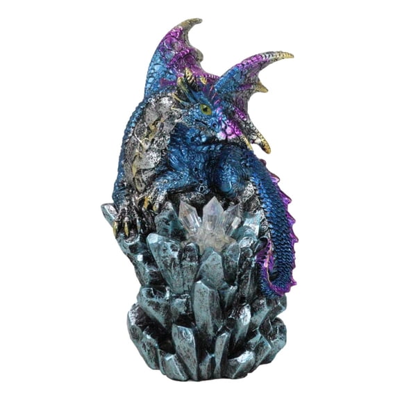 Blue Ocean Atlantis Dragon Perching On Crystal Rock Cavern Small Figurine