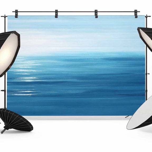 Blue Ocean Backdrop for Photography, Ocean Water Scenery Summer Photo Backdrop Portrait Background Party Banner Photo Backgrounds for Studio Booth Props, 12x8ft
