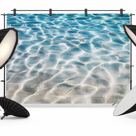 Blue Ocean Backdrop for Photoshoot,Photography Photo Studio Background Wall Backdrop,Summer Water Ripple Sea Waves Texture Back Drop Banner Panel for Portraits Wedding Live Streaming Decor 8x6Ft