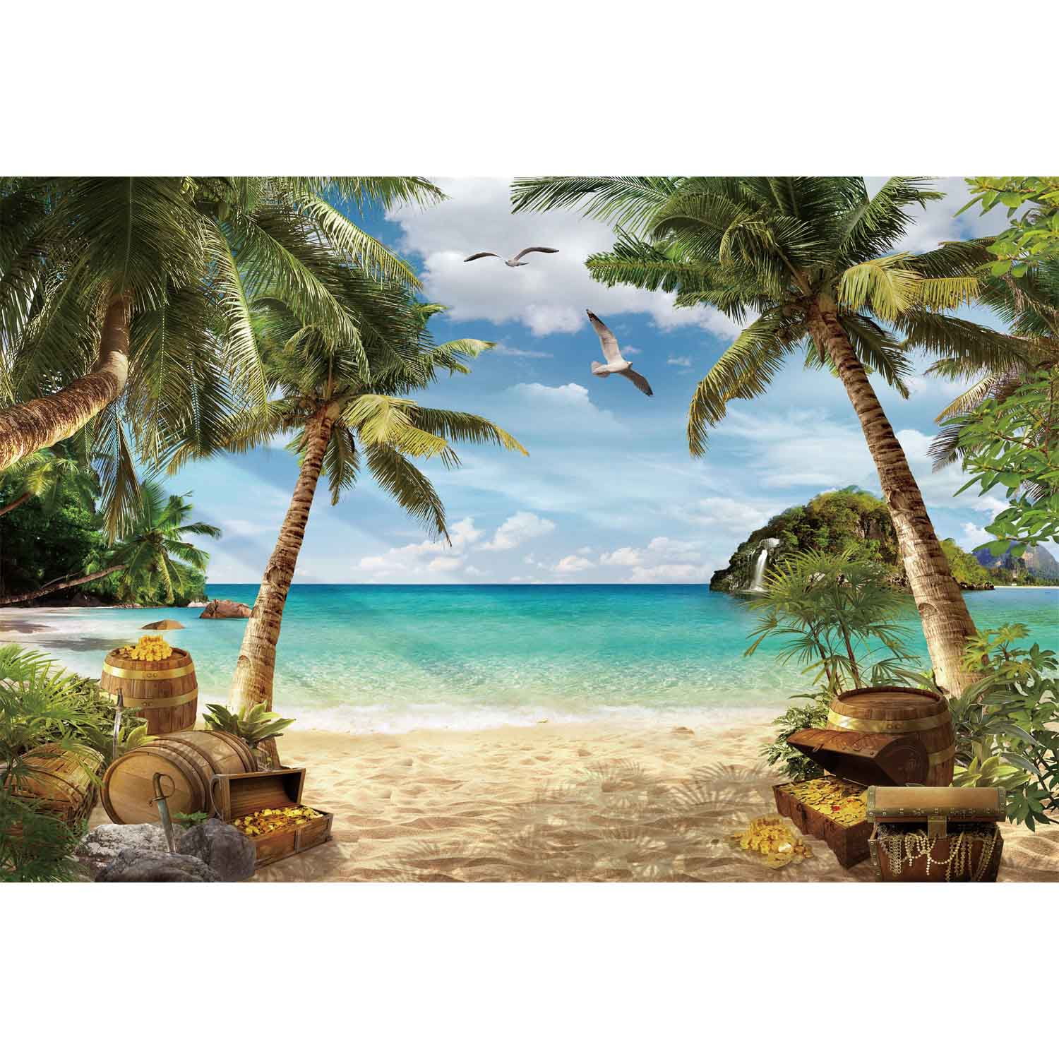 Bright Sea Blue And Sand Round Summer Backdrop main image 0