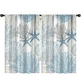 thumbnail image 1 of Blue Ocean Beach Kitchen Curtains Nautical Coastal Starfish Seashell Small Window Treatment Underwater Cafe Long Window Curtains for Bathroom Dining Room Blue Sea Treatment Drape 52x84 Inch (set Of 2), 1 of 5
