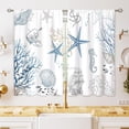 thumbnail image 1 of Blue Ocean Beach Kitchen Curtains Nautical Coastal Starfish Seashell Small Window Treatment Underwater Cafe Short Window Curtains for Bathroom Dining Room Blue Sea Treatment Drape 27.5x39 inch, 1 of 6