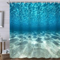 Blue Ocean Beach Shower Curtain, Nature Underwater Sea World Scene Bathroom Curtains Waterproof Fabric, 84 x 72 Inches