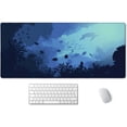 thumbnail image 1 of Blue Ocean Big Turtle Desk Mat, Under The Sea Peaceful Extra Large Desk Mat, Extended Mouse Pad Cute, Gaming Desk Mat 35.4" x 15.7", Large Non-Slip Rubber Base Mousepad with Stitched Edges, 1 of 6