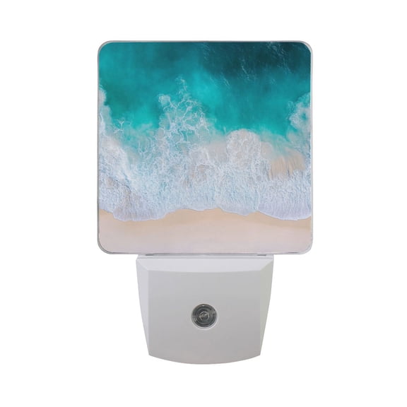 Blue Ocean Clear Beach LED Night Light with Smart Sensor Plug Into Wall Dusk to Dawn 2 packs