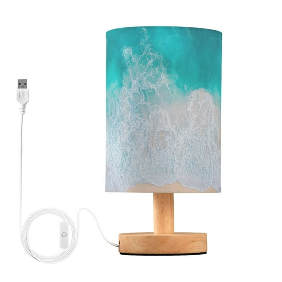 Blue Ocean Clear Beach Table Lamp with USB Port LED Warm Light Lamp Night Light Home Decor