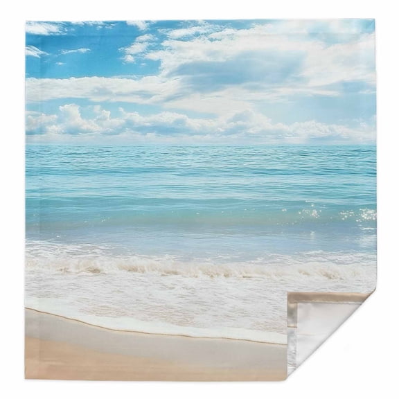 Blue Ocean Cloth Napkins Washable Set of 1, Coastal Sea Beach Shore Sky Waves Scenery Reusable Dinner Table Napkins Cloth Bulk for Weddings Kitchen Restaurants Hotel Events Parties 20 x 20 Inch