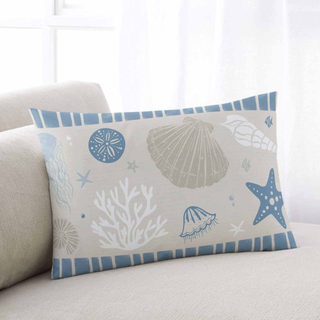 Blue Ocean Coastal Rectangle Decorative Throw Pillow Cover,Pillow Case
