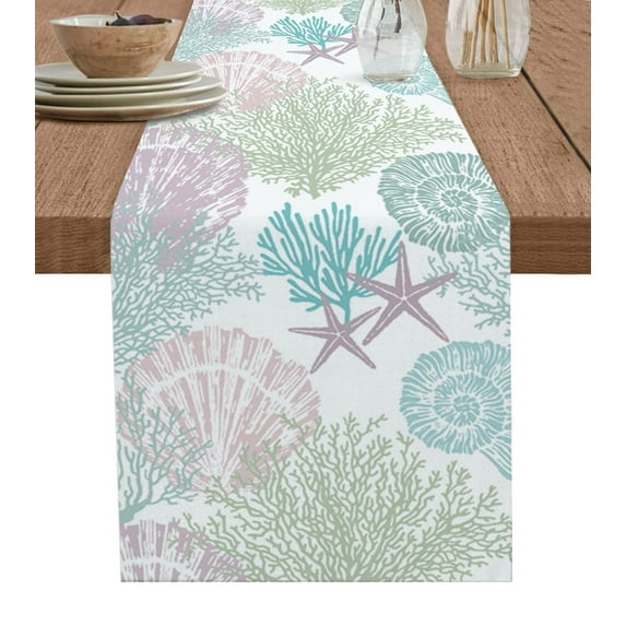 Blue Ocean Coral Shell Star Table Runner ration Home r Dinner Table ...