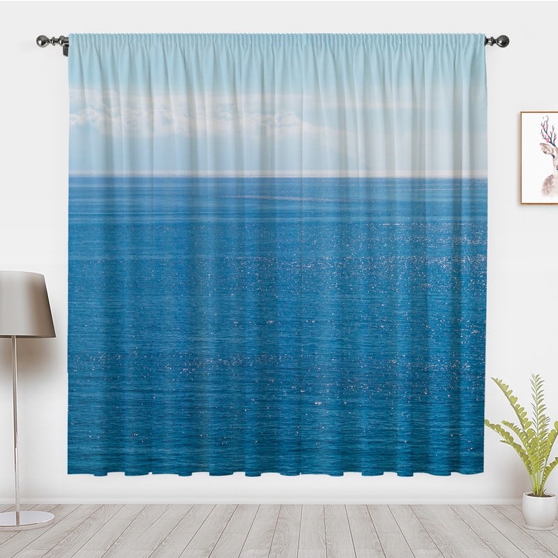 Blue Ocean Curtains, Modern Minimalist Seawater Window Treatments Panel ...