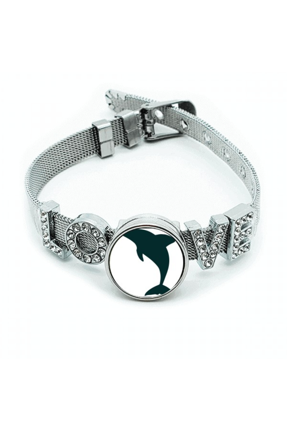 Blue Ocean Docile Cute Dolphin Bracelet Wristband Crystal Love Adjustable Bangle