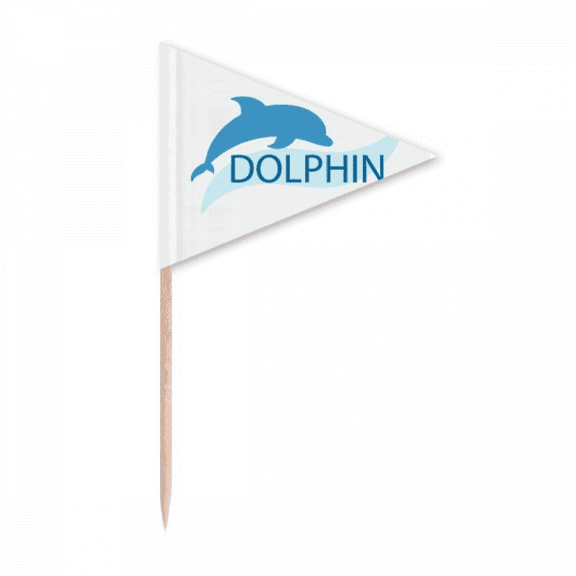 Blue Ocean Docile Dolphin Illustrate Toothpick Triangle Cupcake Toppers Flag