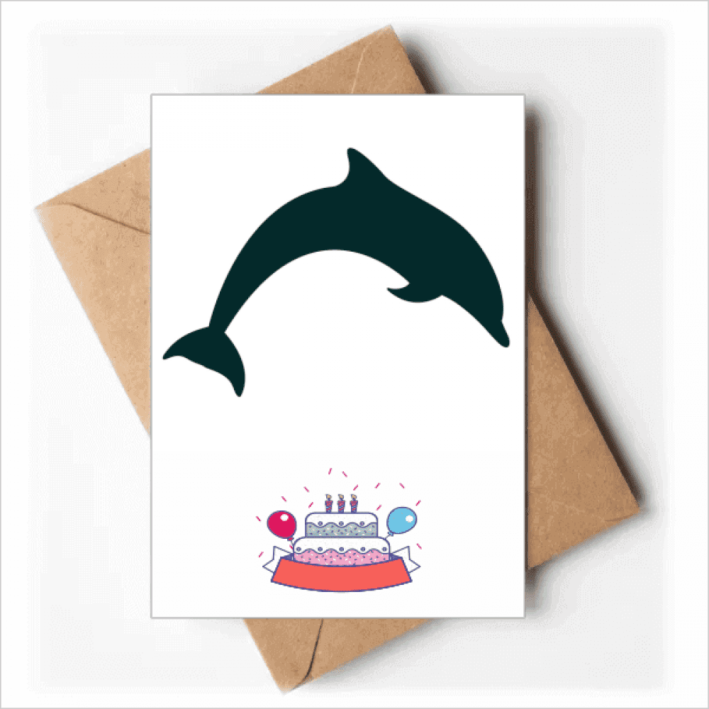 Blue Ocean Docile Jump Dolphin Happy Birthday Greeting Cards Envelopes Blank