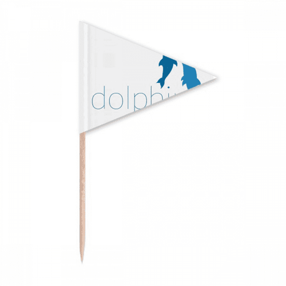 Blue Ocean Docile Two Dolphin Toothpick Triangle Cupcake Toppers Flag