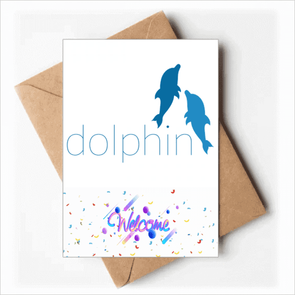 Blue Ocean Docile Two Dolphin Welcome Back Greeting Cards Envelopes Blank