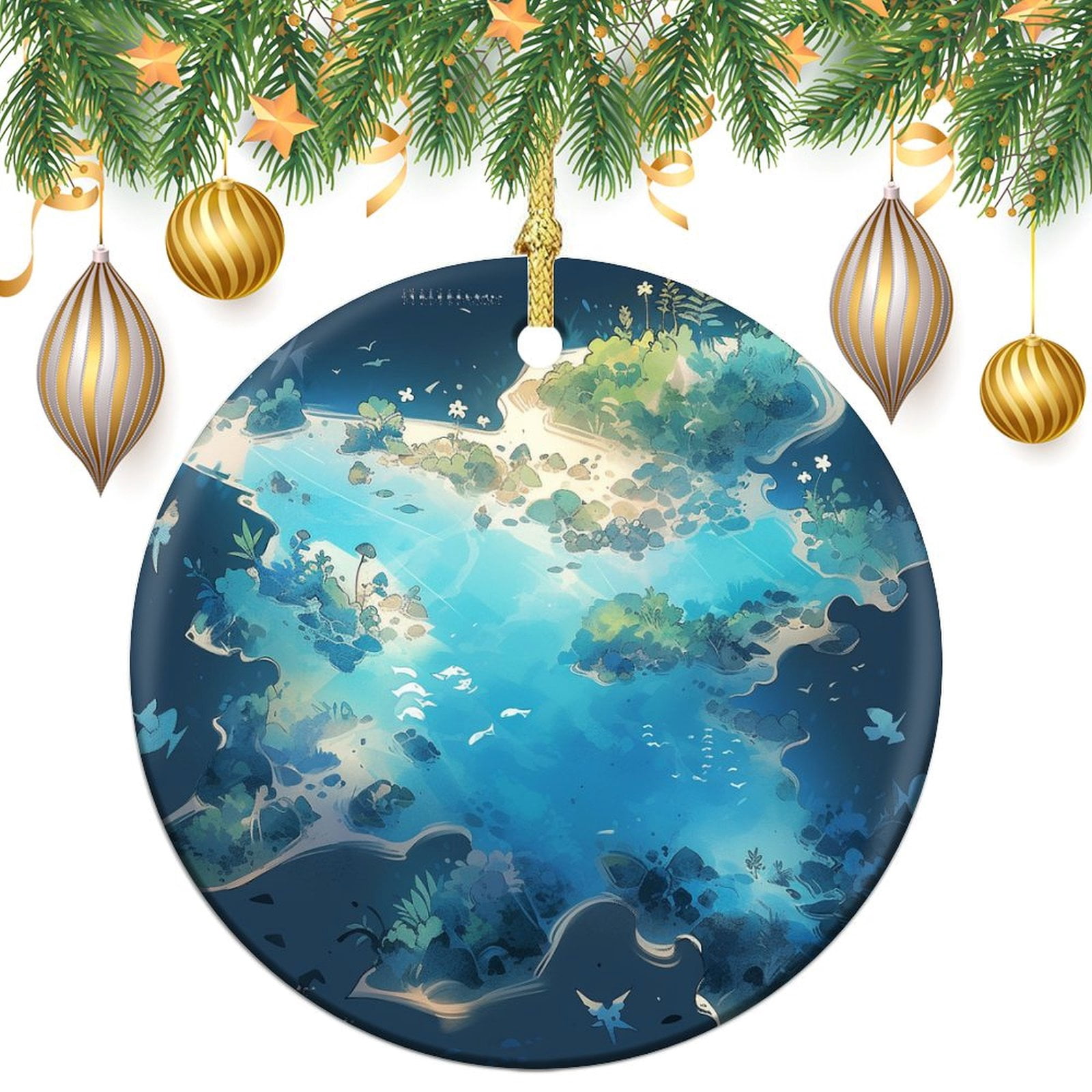 Image showcasing Blue Ocean Fish Ceramics Ornaments Blue Ocean Tropical Fish Two Sides ...