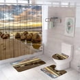 thumbnail image 1 of Blue Ocean Island Tropical Fish Shower Curtain Set Sea Palm Tree Scenery Bathroom Screen Anti-slip Bath Mat Toilet Lid Cover Rug, 1 of 5