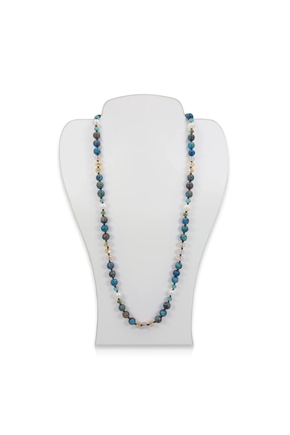 Blue Ocean Jasper and Freshwater Pearls Necklace, 1 Count