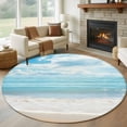thumbnail image 1 of Blue Ocean Large Round Rug 8 FT, Non Slip Living Room Area Carpet, Coastal Sea Beach Shore Sky Waves Scenery Washable Soft Circle Rug Non-Shedding Floor Carpet for Bedroom Office Dining Room, 1 of 9