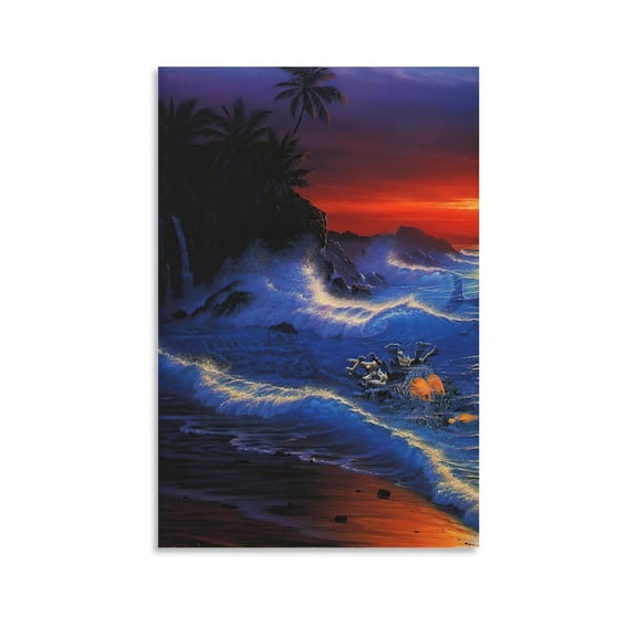 Blue Ocean Lassen Ocean View Waves Coral Reef Poster Canvas Wall Art Poster Decorative Print Picture Artworks Posters 12x18inch(30x45cm)