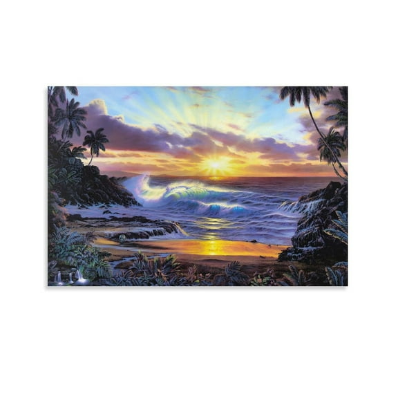 Blue Ocean Lassen Ocean View Waves Coral Reef Rainforest Posters Canvas Painting Poster Wall Art Decorative Picture Prints Decor 12x18inch(30x45cm)