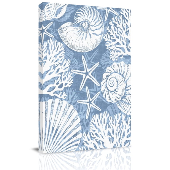 Blue Ocean Life Canvas Wall Art for Living Room, Coastal Starfish ...