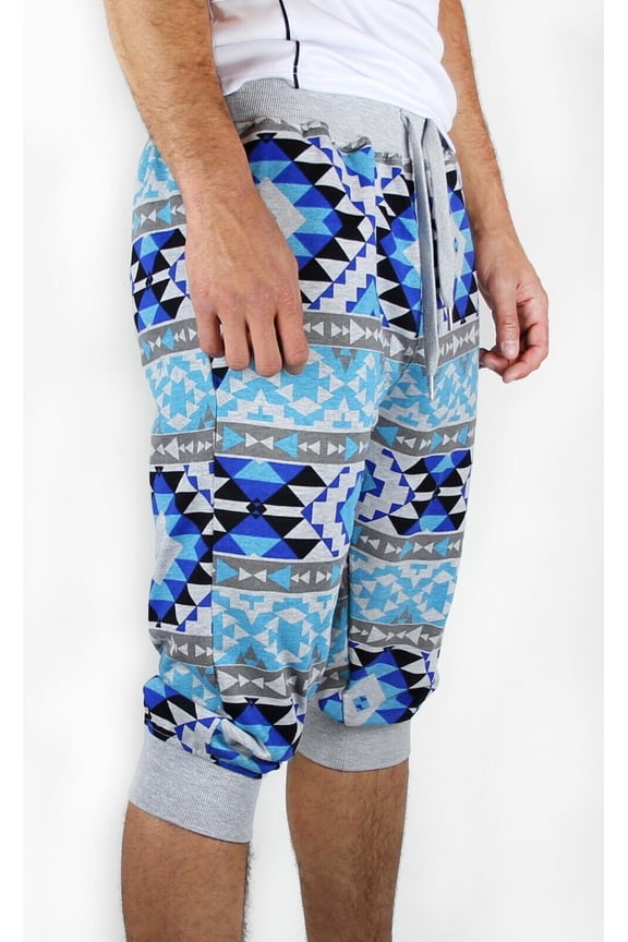 Mens Aztec Printed Jogger Crop Pants (cp-39)