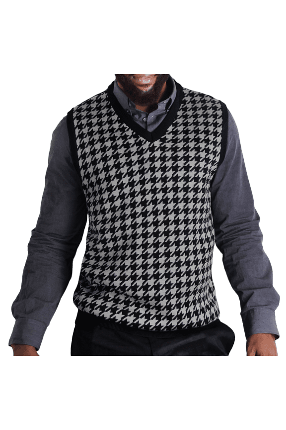 Mens Big & Tall Houndstooth Sweater Vest (sv-777bm)