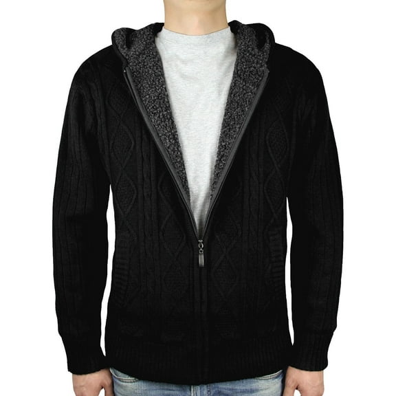 Blue Ocean Mens Cable Sweater Jacket w/Sherpa lining(sw-675)