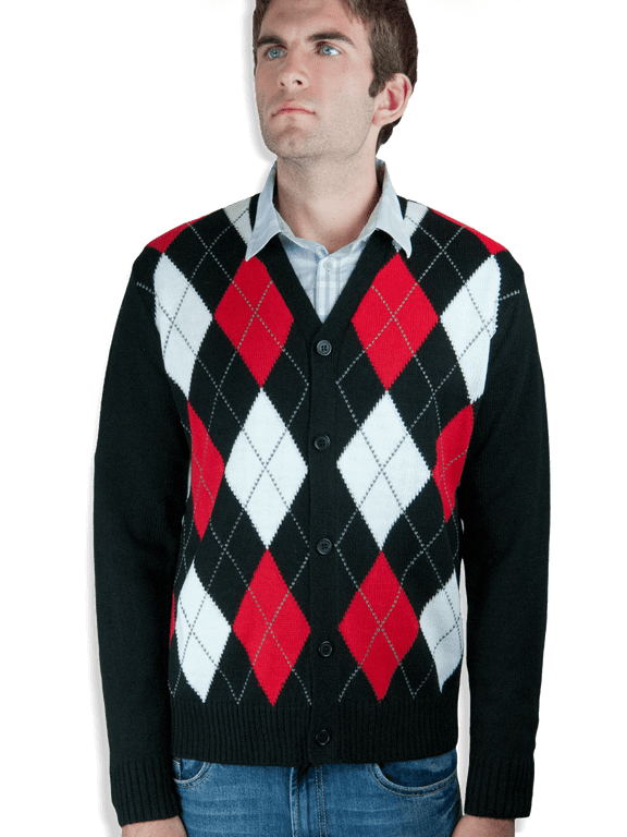 Mens Cardigan Argyle Button Down Sweater (sw-299)