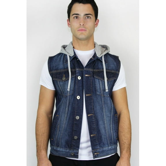 Blue Ocean Mens Denim Vest w/Detachable Hood (jv-015)