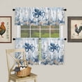 thumbnail image 1 of Blue Ocean Octopus Starfish Curtain Tier and Valance Set 3 Piece, Summer Nautical Conch 3-inch Rod Pocket Window Tier Curtains Valance for Kitchen Living Room, 1 of 9