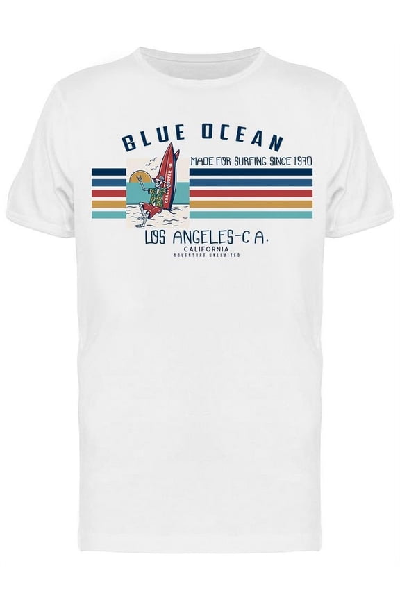 Blue Ocean Retro Style  T-Shirt Men -Image by Shutterstock, Male Medium