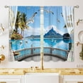 thumbnail image 1 of Blue Ocean Sea Small Kitchen Curtains Tropical Summer Hawaiian Lake Window Treatment Mountain Bird Seagull Cafe Short Curtains for Bathroom Dining Room Tier Treatment Drapes 27.5x39 inch, 1 of 6
