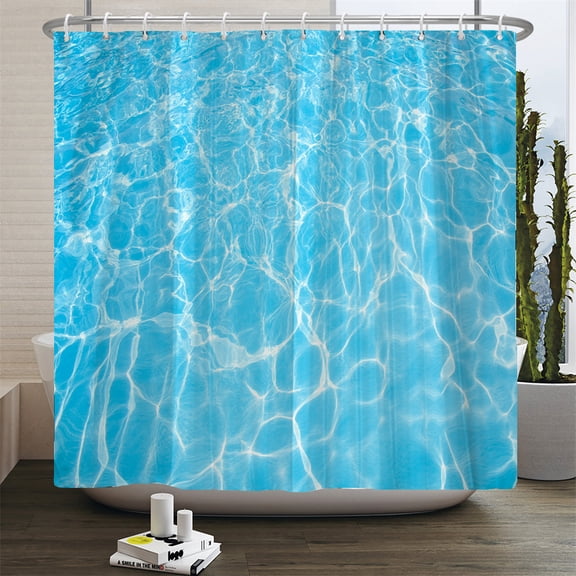 Blue Ocean Seawater Ripple Shower Curtain Simple Bathroom Curtains for Waterproo