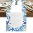 Blue Ocean Shells Conch Table Runner Nautical Coastal Starfish Summer ...