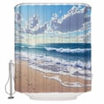 thumbnail image 1 of Blue Ocean Shower Curtain, 36" x 72", Waves Beach Cloudy Sky Nature Seaside Scenery Waterproof Bathroom Curtain Washable Shower Curtain Set with 12 Hooks, 1 of 6