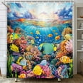 thumbnail image 1 of Blue Ocean Shower Curtain for Bathroom, Fish Underwater World Kids Bath Curtains with 12 Hooks Summer Tropical Colorful Coral Marine Life Shower Curtain for Children Sea Bathroom Decor,70X85IN, 1 of 5
