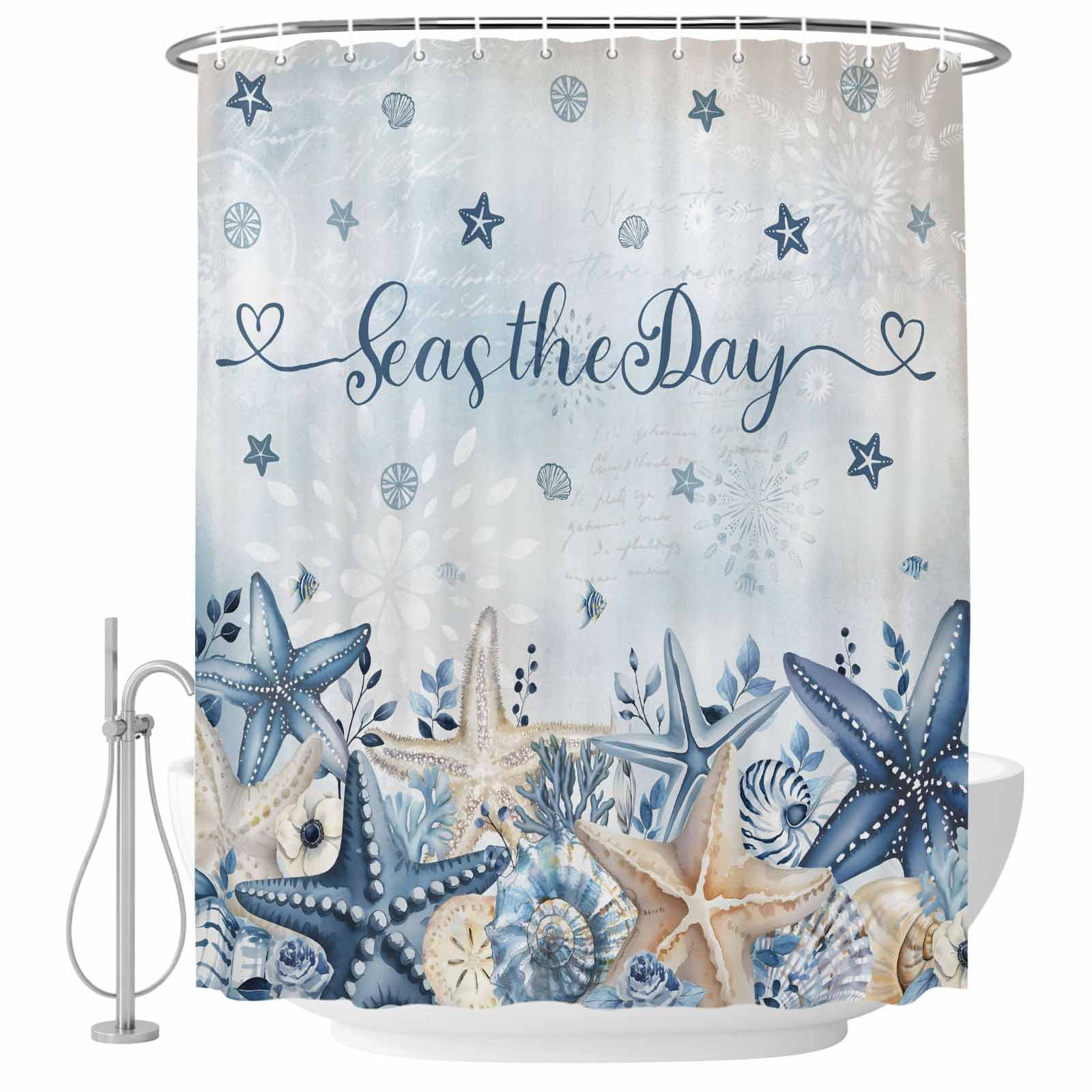 Blue Ocean Shower Curtain for Bathroom, Seas The Day Waterproof Cloth ...