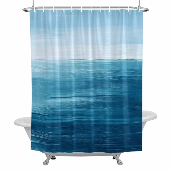Blue Ocean Sky Bathroom Shower Curtain, Waves Oil Painting Style Modernism Waterproof Washable Soft Bath Curtain for Bathtub Decor with 12 Hooks&Grommet, 36x72 Inch
