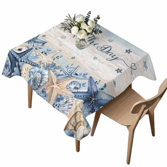 Blue Ocean Square Tablecloth Seas The Day Waterproof Wrinkle Free Soft ...