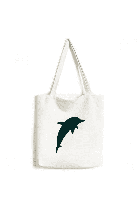 Blue Ocean Streamline Cute Dolphin Tote Canvas Bag Shopping Satchel Casual Handbag