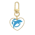 thumbnail image 1 of Blue Ocean Streamline Dolphin Pattern Gold Heart Keychain Metal Keyring Holder, 1 of 3